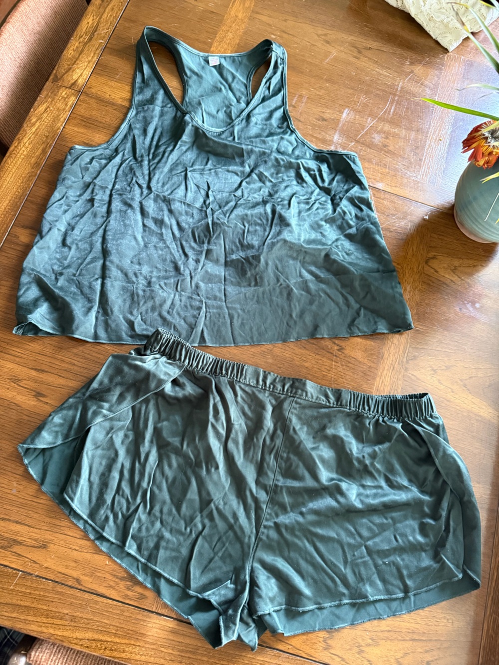 2 Piece Set Night Wear - Lounge Wear - Dark Green
